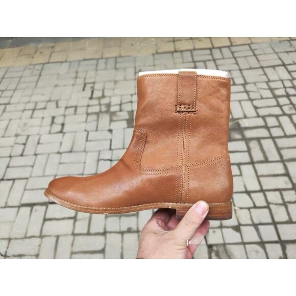 NEW! FRYE Women’s ANNA Shortie Short Leather Pull On Ankle Boots Camel Size 9 M - Picture 4 of 9